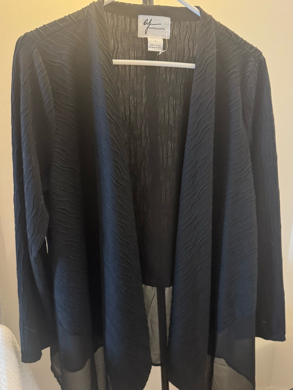 Andrea Jovine Women's Black Draped Textured Cardigan